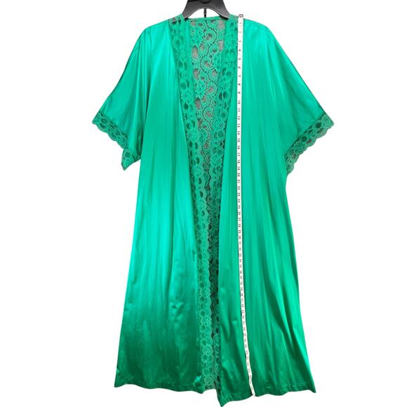 Vintage Lady Romance Nightgown Set Womens 3X Green Satin Lace Trim Feminine - Picture 10 of 16